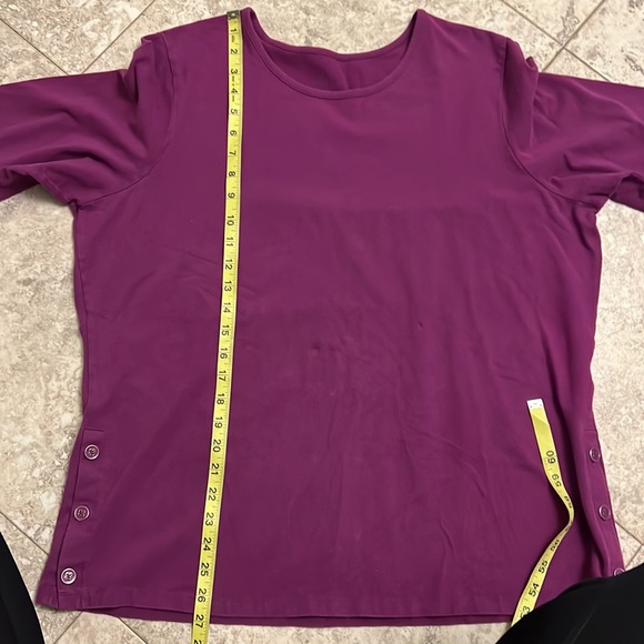 Denim & Company teal and purple 3/4 sleeve length casual soft stretchy shirts 2 - Picture 10 of 10